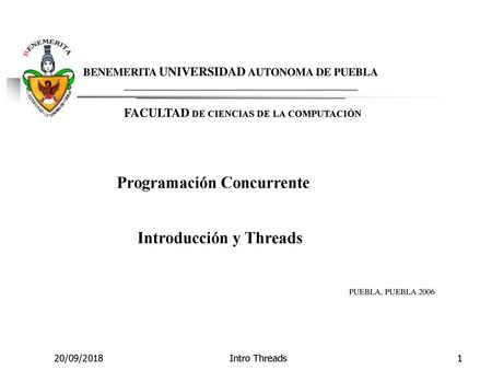 Introducción y Threads Programación Concurrente