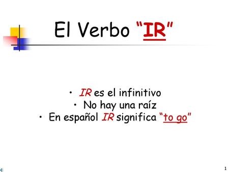 En español IR significa “to go”