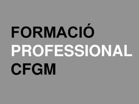 FORMACIÓ PROFESSIONAL CFGM.