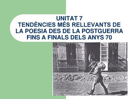 INTRODUCCIÓ En un primer moment, la poesia va seguir les tendències anteriors a la Guerra Civil: la tradició simbolista i l'avantguardista. En ambdós casos.
