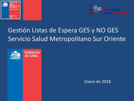 Gestión Listas de Espera GES y NO GES Servicio Salud Metropolitano Sur Oriente Enero de 2018.