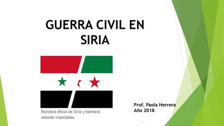GUERRA CIVIL EN SIRIA Prof. Paola Herrera Año 2018.