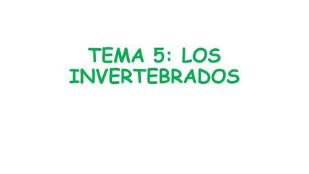 TEMA 5: LOS INVERTEBRADOS