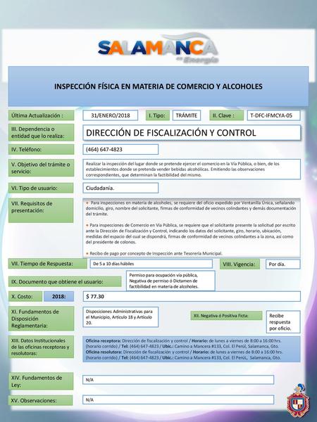 INSPECCIÓN FÍSICA EN MATERIA DE COMERCIO Y ALCOHOLES