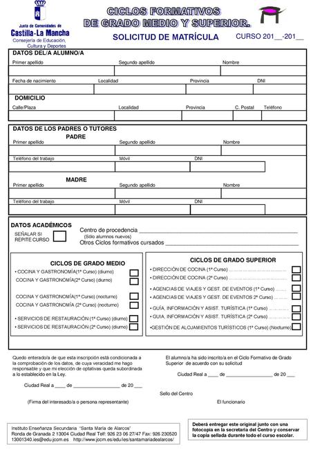 SOLICITUD DE MATRÍCULA