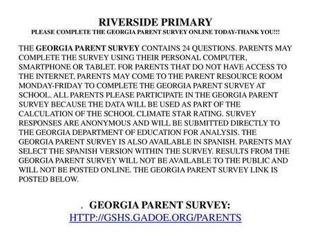 . Georgia Parent Survey: