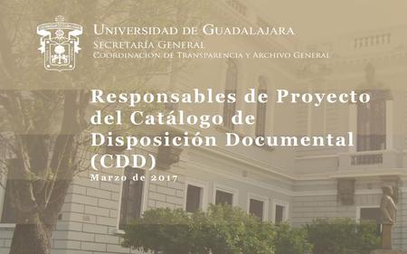 Responsables de Proyecto del Catálogo de Disposición Documental (CDD)