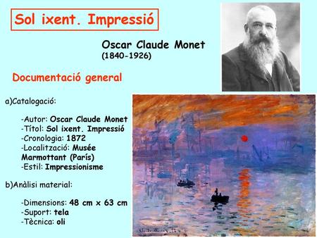 Sol ixent. Impressió Oscar Claude Monet Documentació general