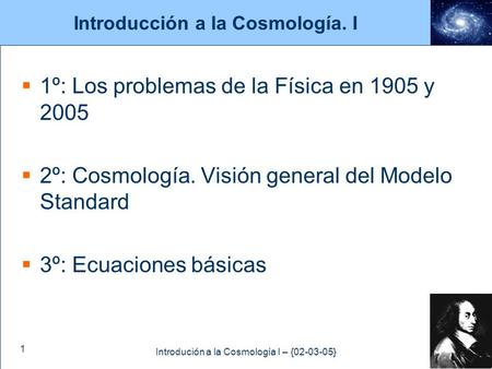 Introducción a la Cosmología. I