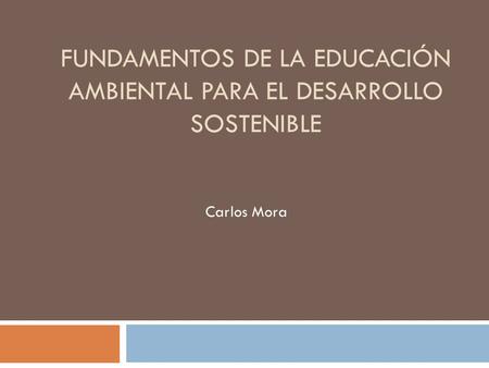 Fundamentos de la educación ambiental para el desarrollo sostenible