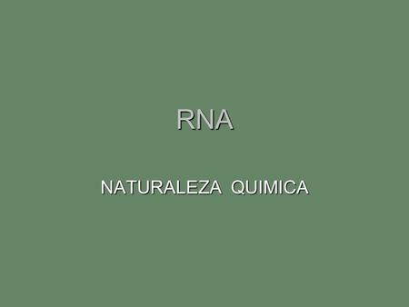 RNA NATURALEZA QUIMICA.