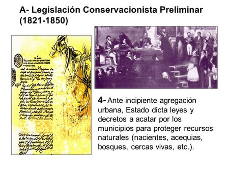 A- Legislación Conservacionista Preliminar ( )