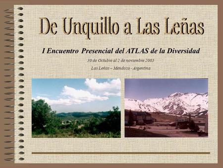 I Encuentro Presencial del ATLAS de la Diversidad 30 de Octubre al 2 de noviembre 2005 Las Leñas – Mendoza - Argentina.