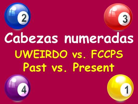 Cabezas numeradas UWEIRDO vs. FCCPS Past vs. Present.