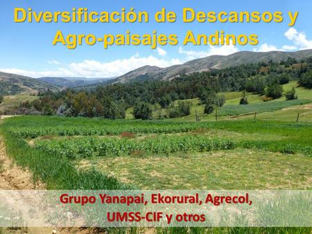 Diversificación de Descansos y Agro-paisajes Andinos Grupo Yanapai, Ekorural, Agrecol, UMSS-CIF y otros.