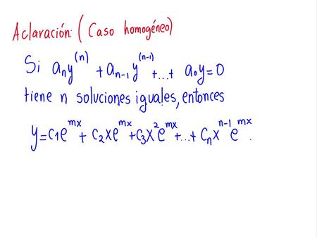 E.D.O. de segundo orden no homogénea con coeficientes constantes Cuando.