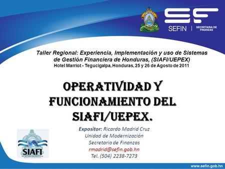 Operatividad y Funcionamiento del SIAFI/UEPEX.