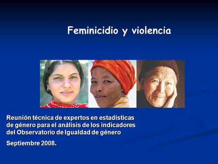Reunión técnica de expertos en estadísticas de género para el análisis de los indicadores del Observatorio de Igualdad de género Septiembre 2008. Feminicidio.