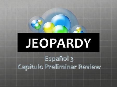 Click Once to Begin JEOPARDY Español 3 Capítulo Preliminar Review.