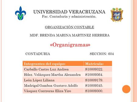 «Organigramas» UNIVERSIDAD VERACRUZANA