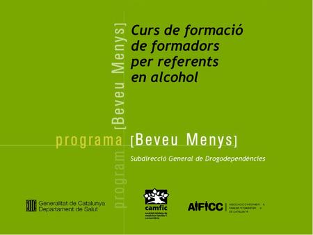 Curs de formació de formadors per referents en alcohol