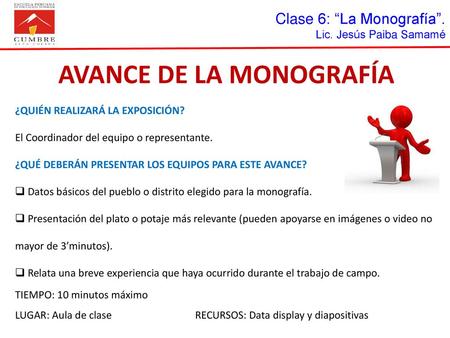 AVANCE DE LA MONOGRAFÍA