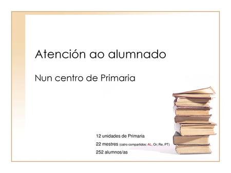 Atención ao alumnado Nun centro de Primaria 12 unidades de Primaria