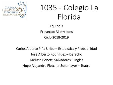 Colegio La Florida Equipo 3 Proyecto: All my sons