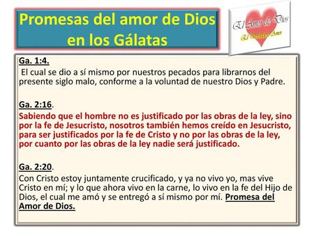 Promesas del amor de Dios en los Gálatas
