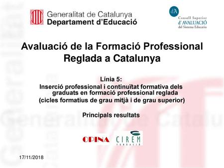 Avaluació de la Formació Professional Reglada a Catalunya