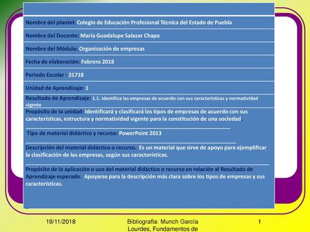 Nombre del Docente: María Guadalupe Salazar Chapa