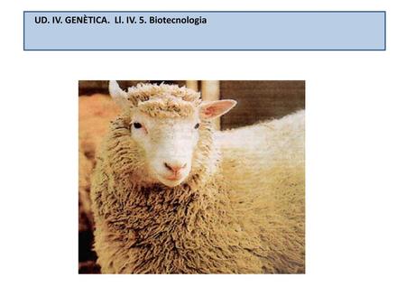 UD. IV. GENÈTICA.  Ll. IV. 5. Biotecnologia