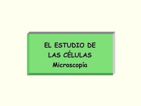 EL ESTUDIO DE LAS CÉLULAS Microscopía