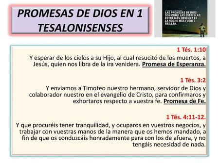 PROMESAS DE DIOS EN 1 TESALONISENSES