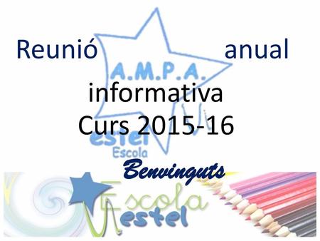 Reunió anual informativa Curs 2015-16 Benvinguts.