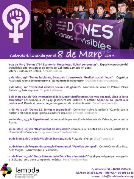 Calendari Lambda per al 8 de Març 2013