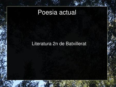 Literatura 2n de Batxillerat