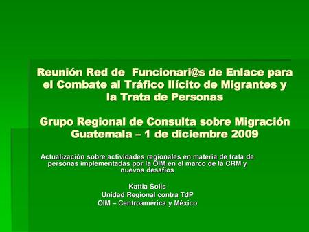 Unidad Regional contra TdP OIM – Centroamérica y México