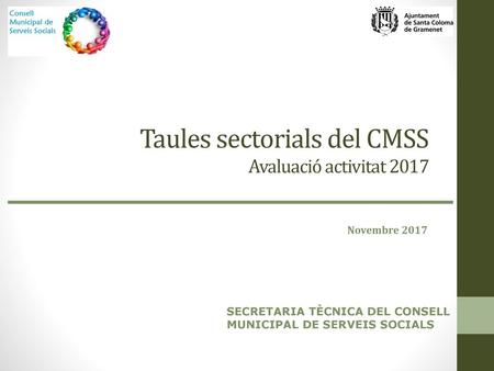 Taules sectorials del CMSS Avaluació activitat 2017