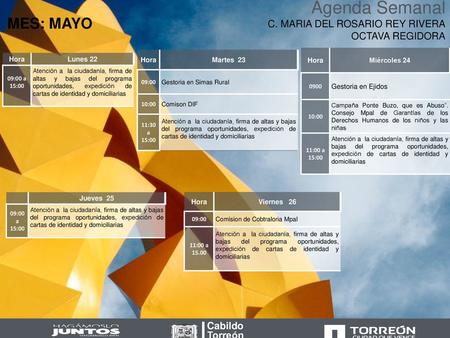 Agenda Semanal C. MARIA DEL ROSARIO REY RIVERA