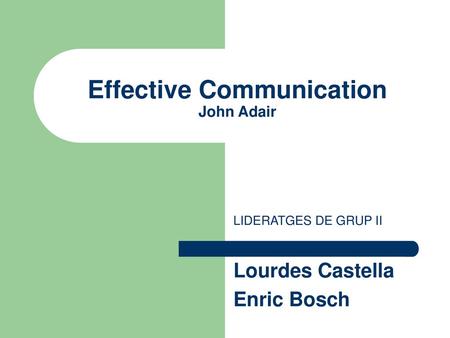 Effective Communication John Adair