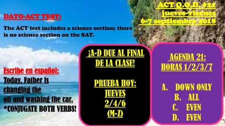 ACT Q.O.D. #21 jueves-viernes 6-7 septiembre 2018