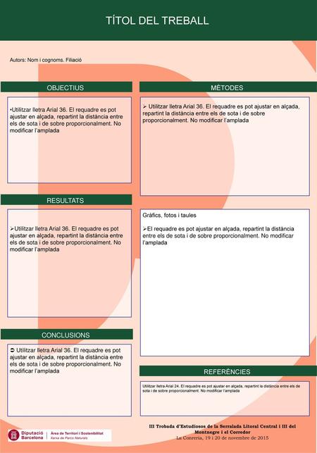 TÍTOL DEL TREBALL OBJECTIUS MÈTODES RESULTATS CONCLUSIONS REFERÈNCIES