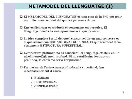 METAMODEL DEL LLENGUATGE (I)
