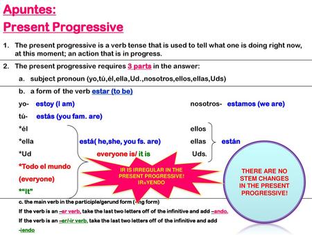 Apuntes: Present Progressive