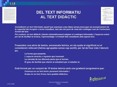 DEL TEXT INFORMATIU AL TEXT DIDÀCTIC