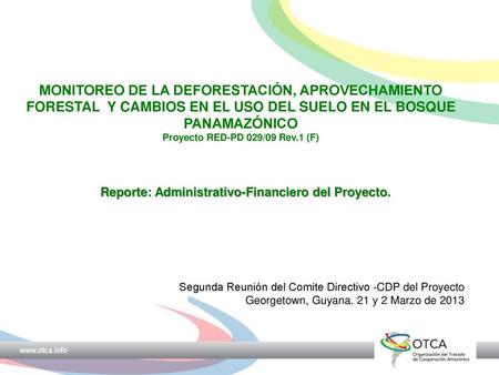 Reporte: Administrativo-Financiero del Proyecto.