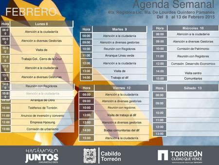 Agenda Semanal FEBRERO Cabildo Torreón