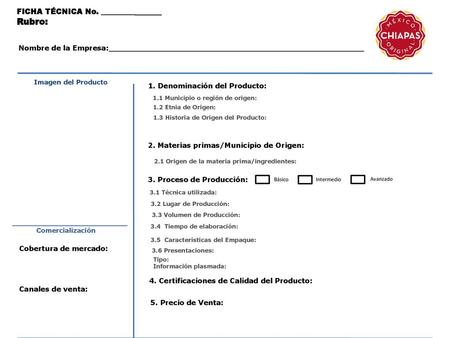 Rubro: FICHA TÉCNICA No. _______________