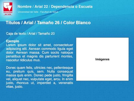 Títulos / Arial / Tamaño 26 / Color Blanco